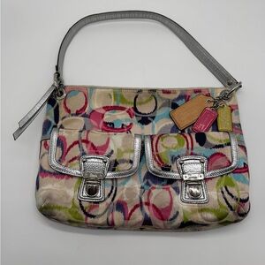 COACH 19876 Signature Ikat Poppy Tote/Shoulder Bag, Multicolored